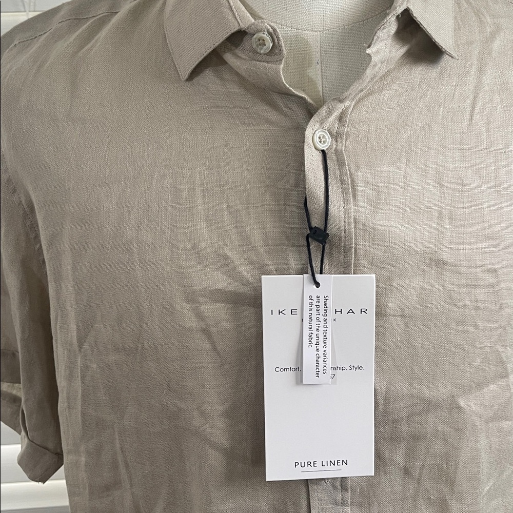 Ike Behar Men's Casual Beige Button Down Shirt - Picture 4 of 7